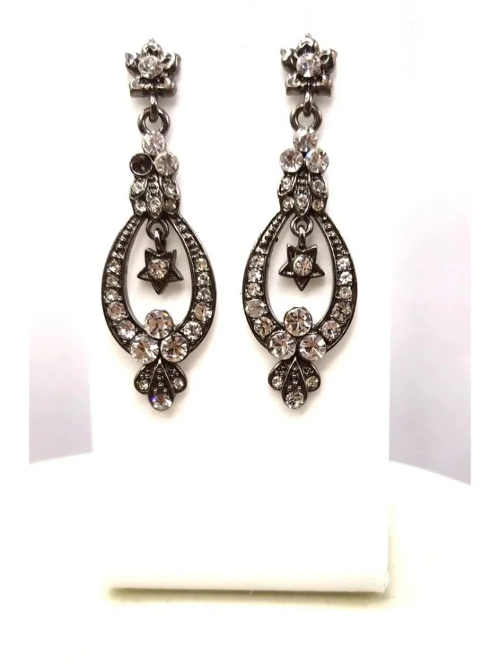 Art Deco Style Crystal Dangle Earrings - 1.5